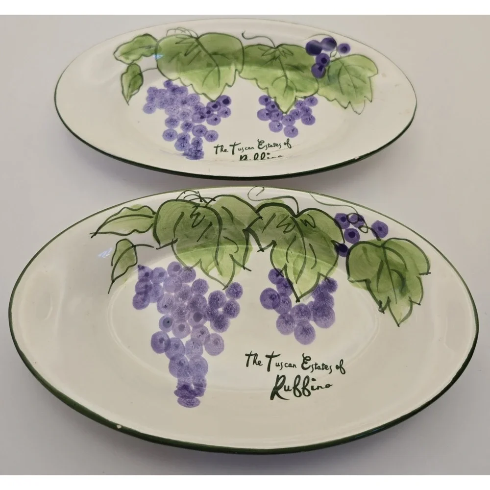 Vintage Olive Oil Ceramic‎ Plate Of The Tuscan Estates Of Ruffino Grape Vines...